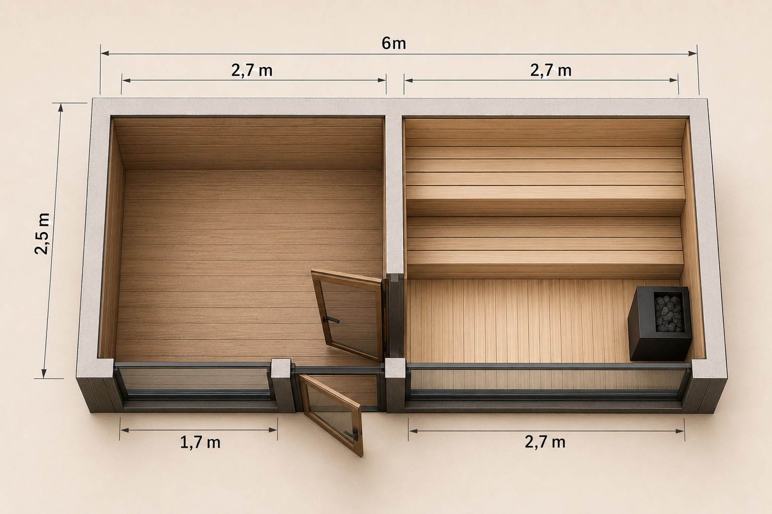 Sauna Lux planeering